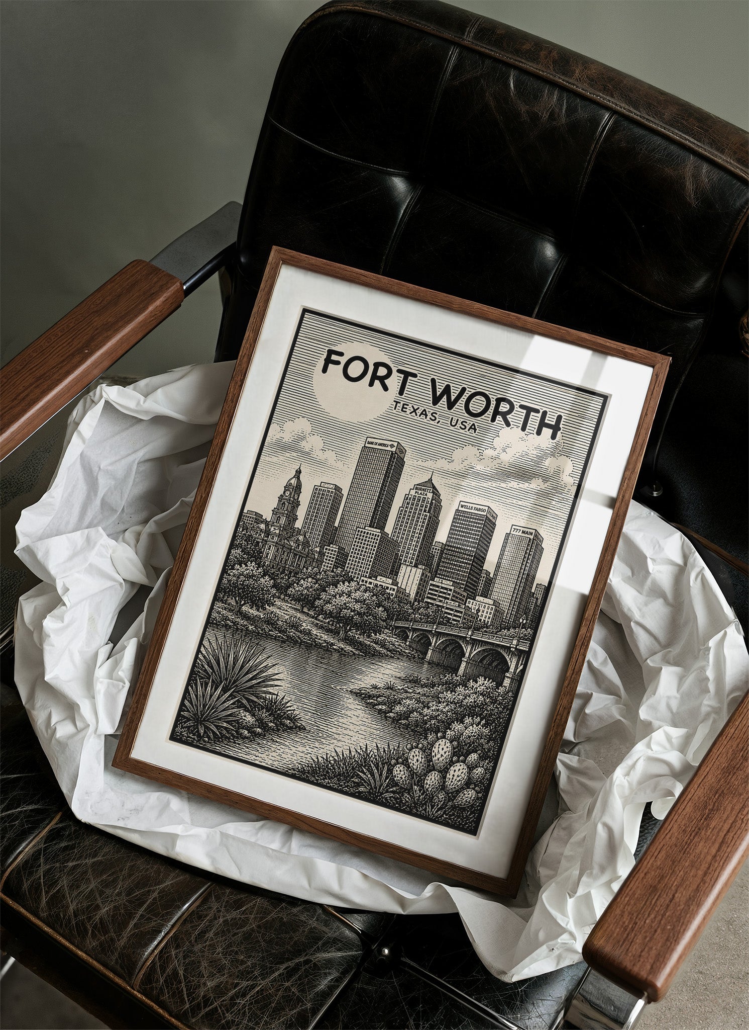 Fort Worth in Woodcut