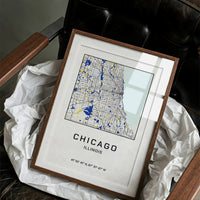 Chicago, Mapped in Navy & Gold