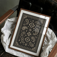 Black and Cream Western Paisley Bandana