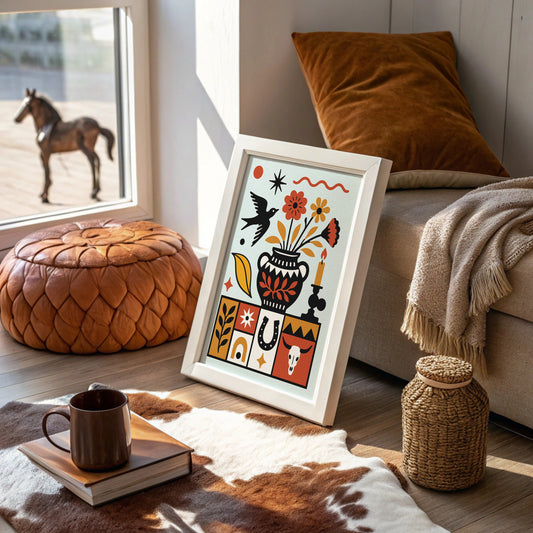 Black Vase Southwestern Folk Still Life