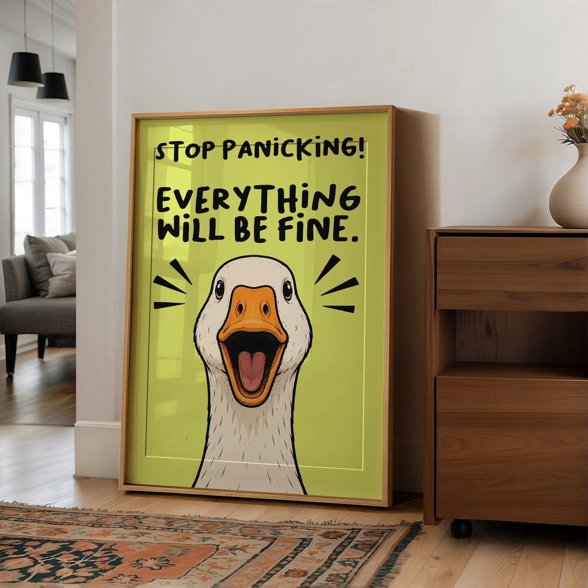 Stop Panicking! Goose Close-Up Comic Print