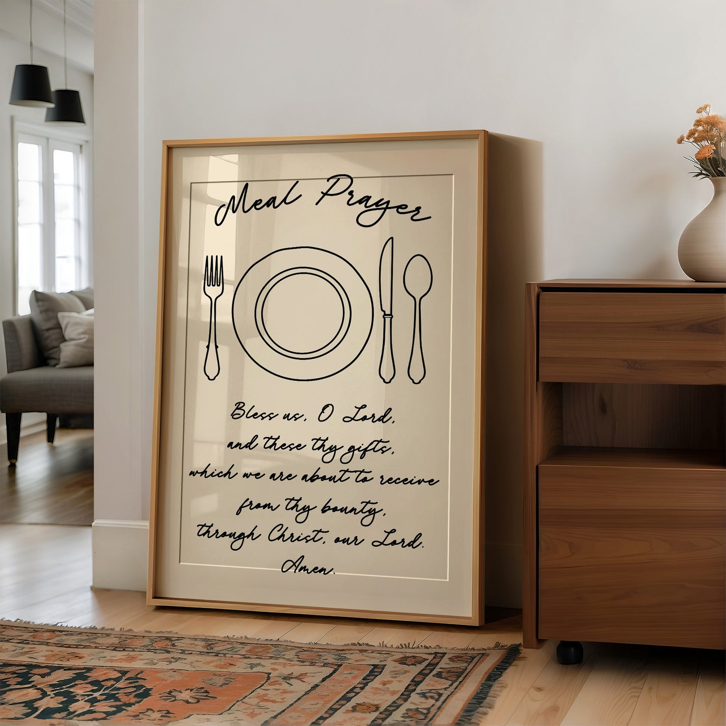Meal Prayer — Bless Us O Lord Line Art Print