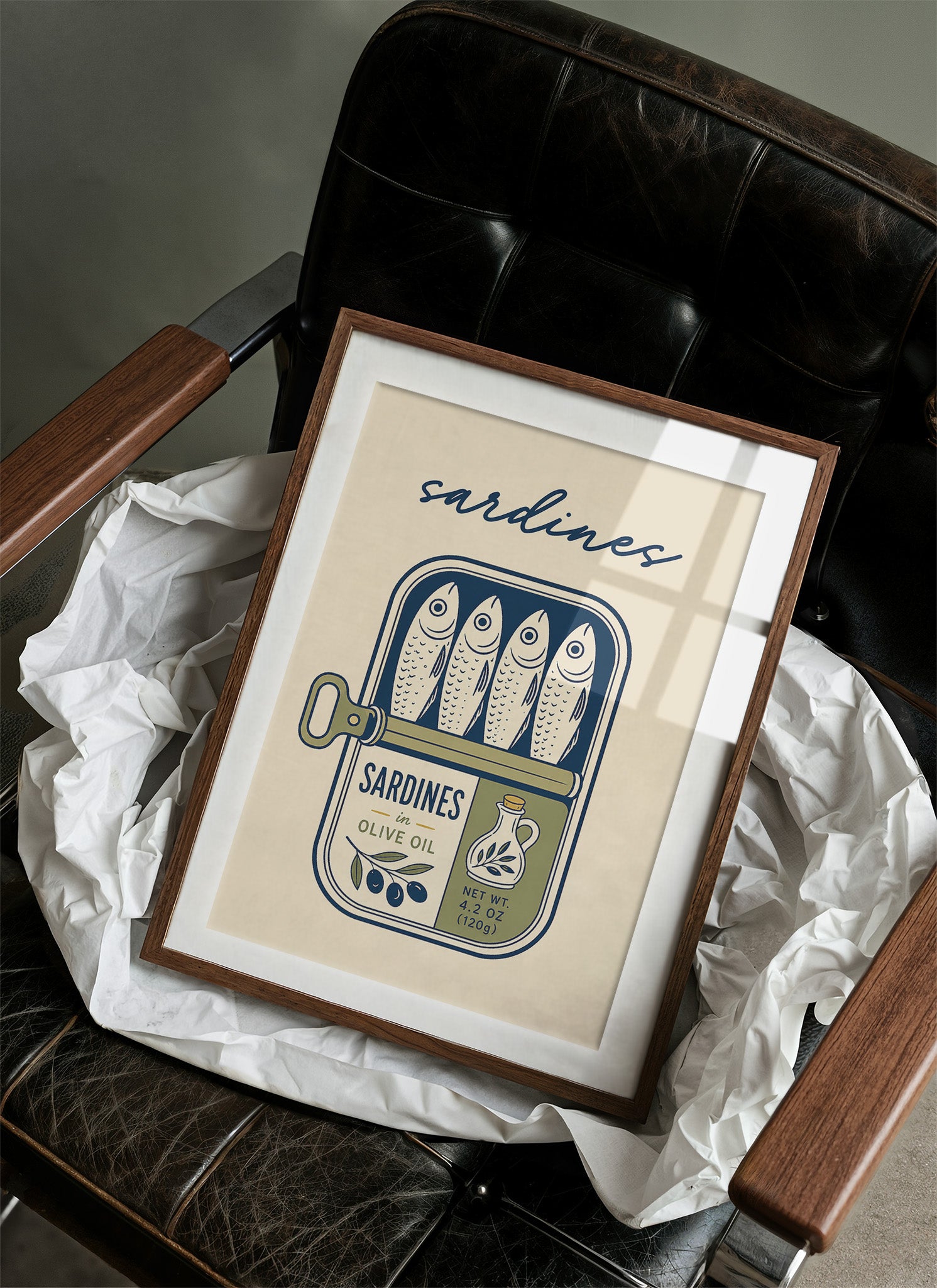 Sardines in Olive Oil — Vintage Tin Label Print