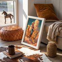 Cowgirl on a Giant Cat — Painted Western Fantasy Print