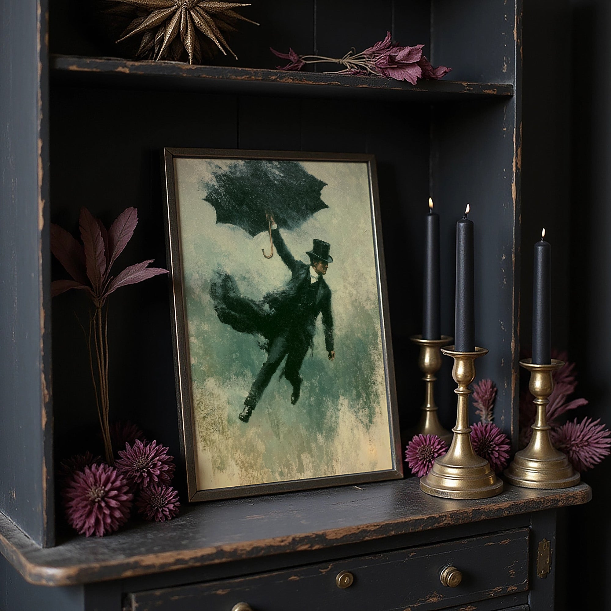 The Falling Gentleman — Victorian Surrealist Oil Print