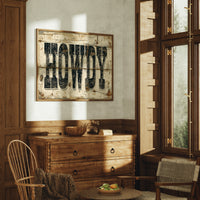 Howdy Weathered Wood Sign