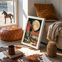 Desert Moon — Red Rock Saguaro Screenprint