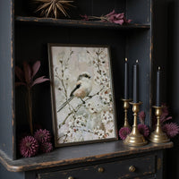 Long-Tailed Tit in Cherry Blossoms — Impasto Bird Painting