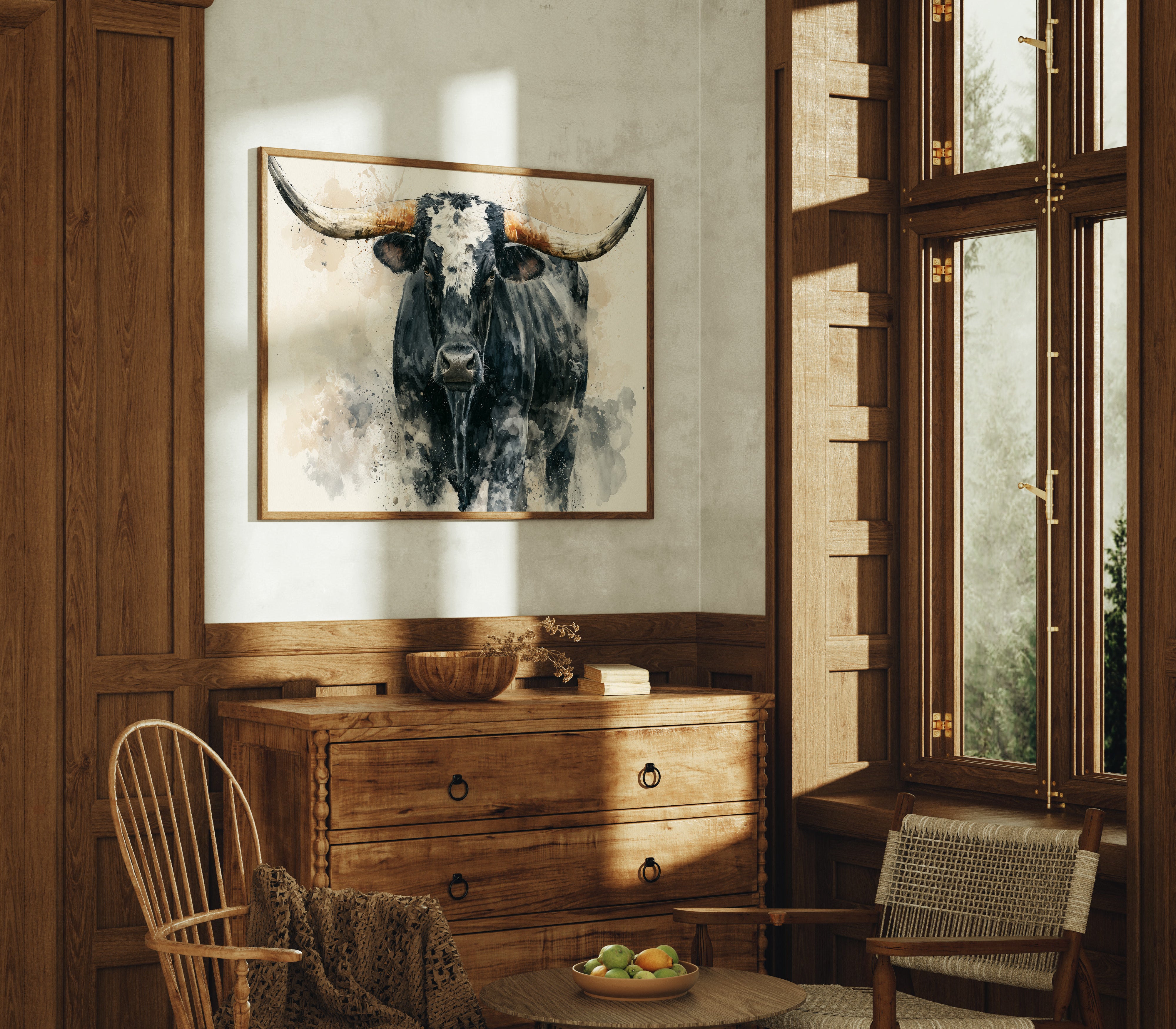 Longhorn Watercolor Portrait