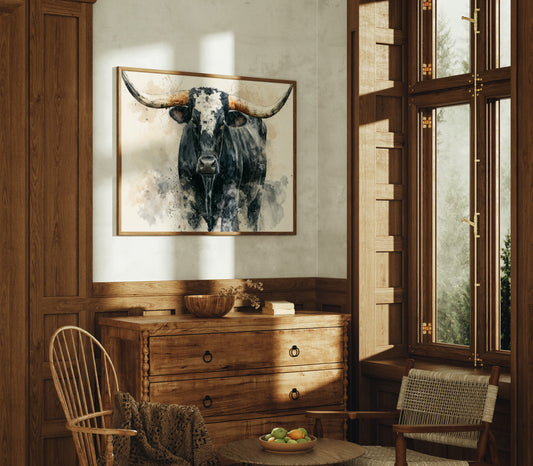 Longhorn Watercolor Portrait