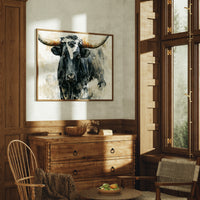 Ink Wash Longhorn Close-Up