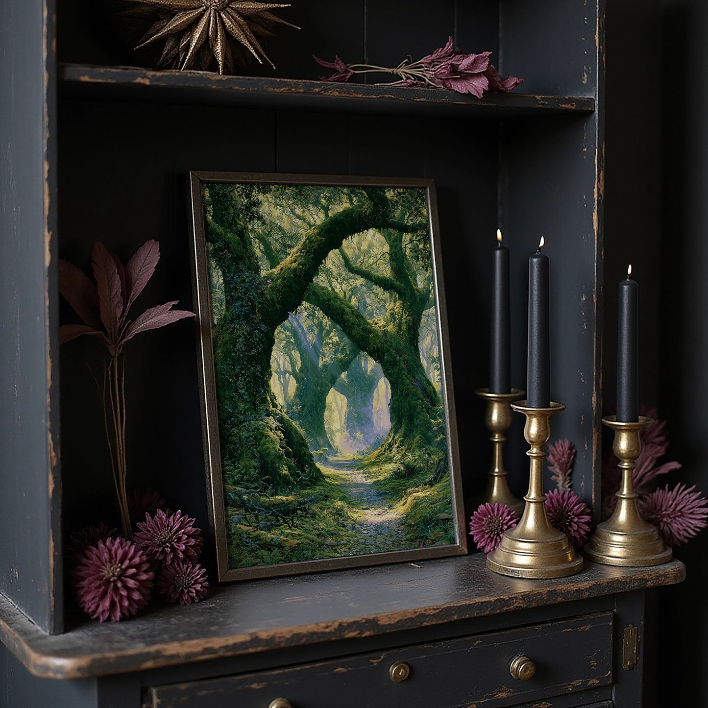 The Mossy Archway — Lavender Mist Forest Path Painting