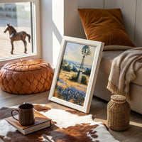 Windmill and Bluebonnets — Midday Hill Country Oil Print