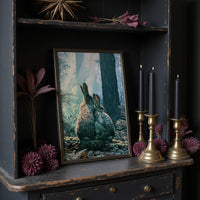 Two Rabbits in Morning Light — Close-Up Forest Painting