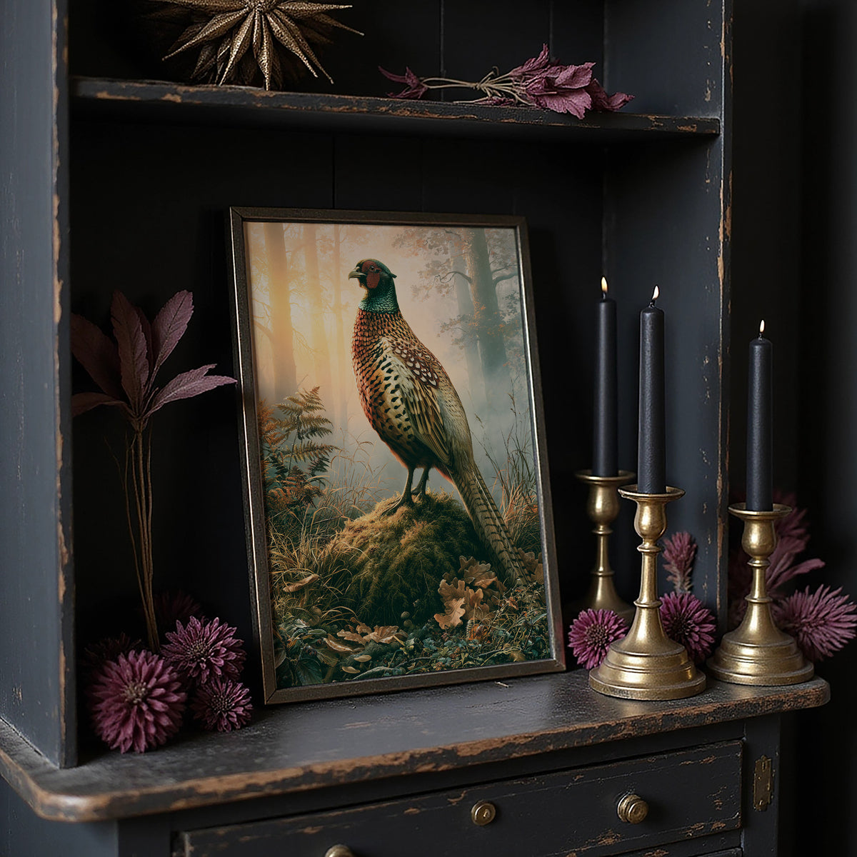 Pheasant at Dawn — Autumn Forest Wildlife Painting