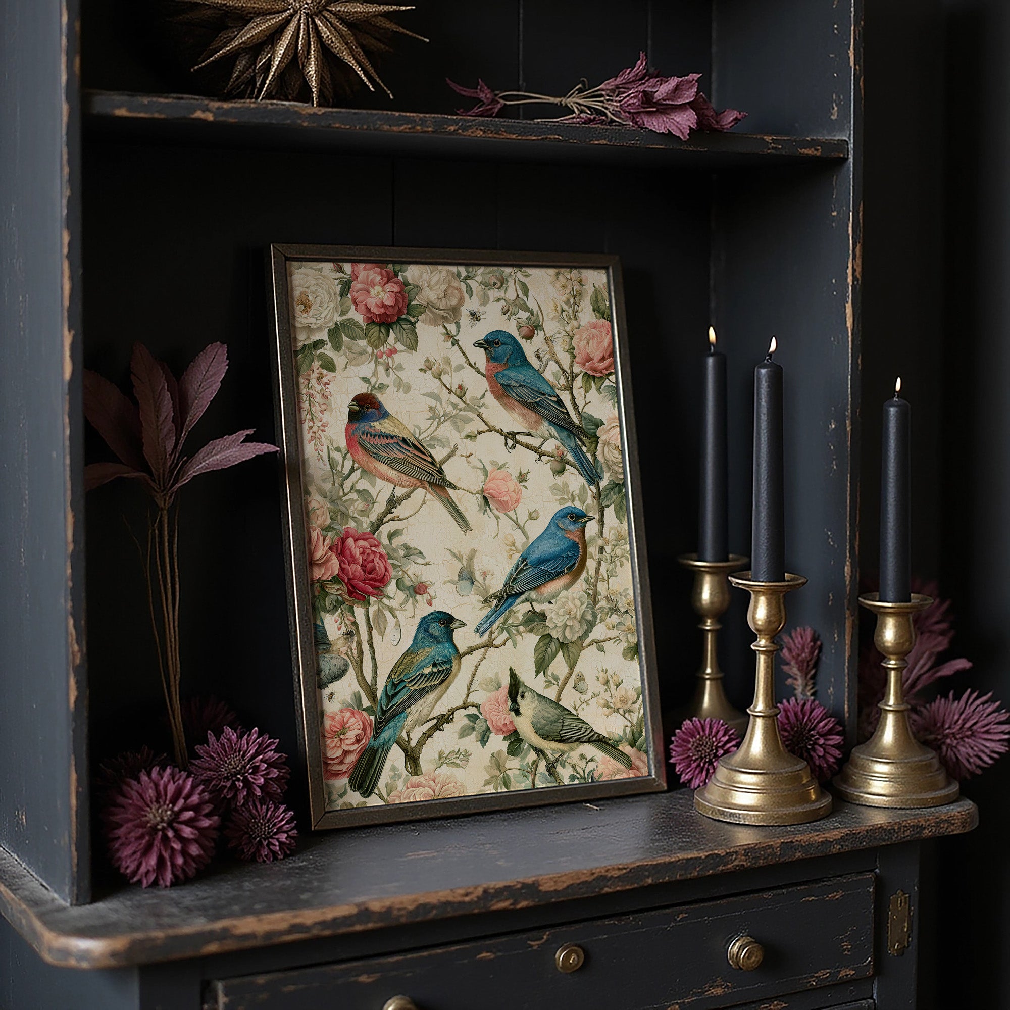 Songbirds and Roses — Garden Chinoiserie Bird Print
