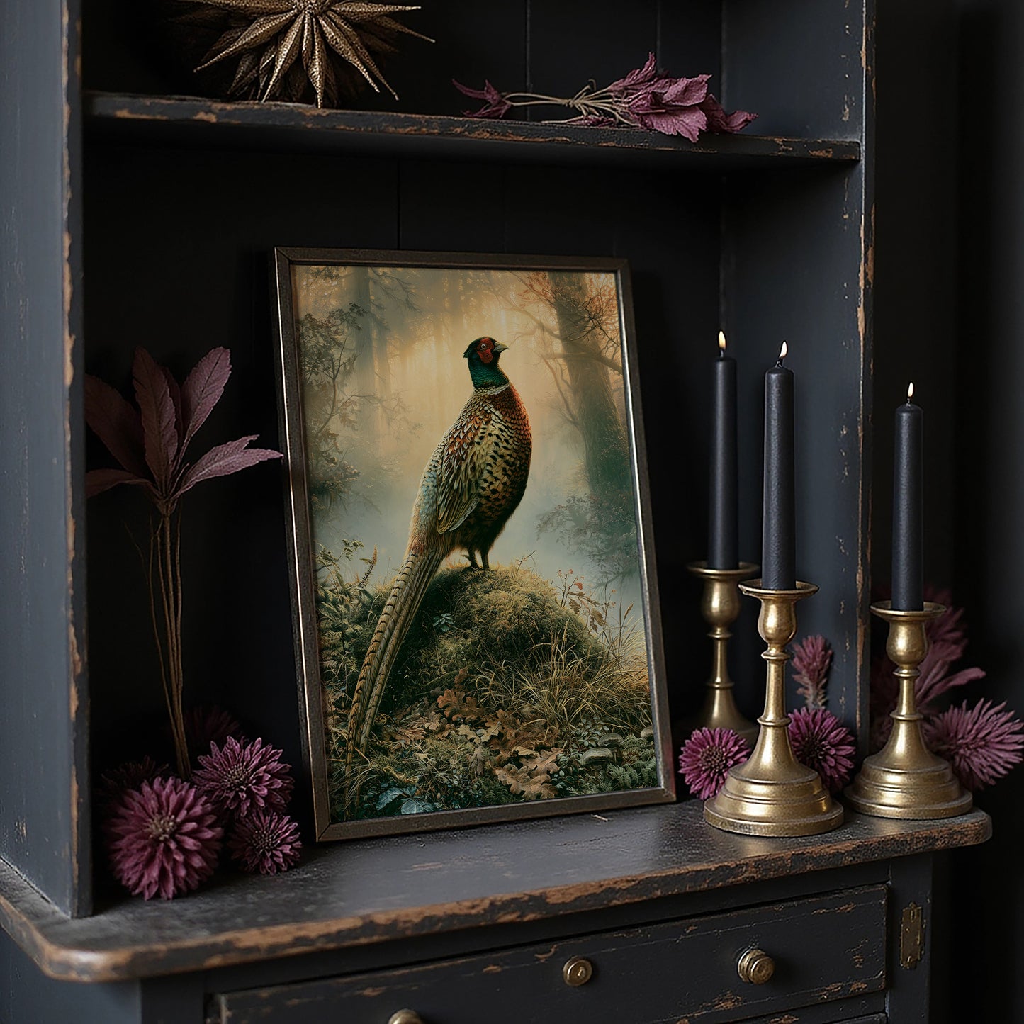 Pheasant at Dawn — Golden Mist Autumn Painting