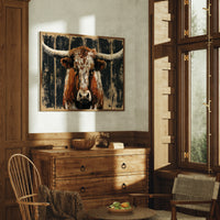 Longhorn Against Midnight Wood