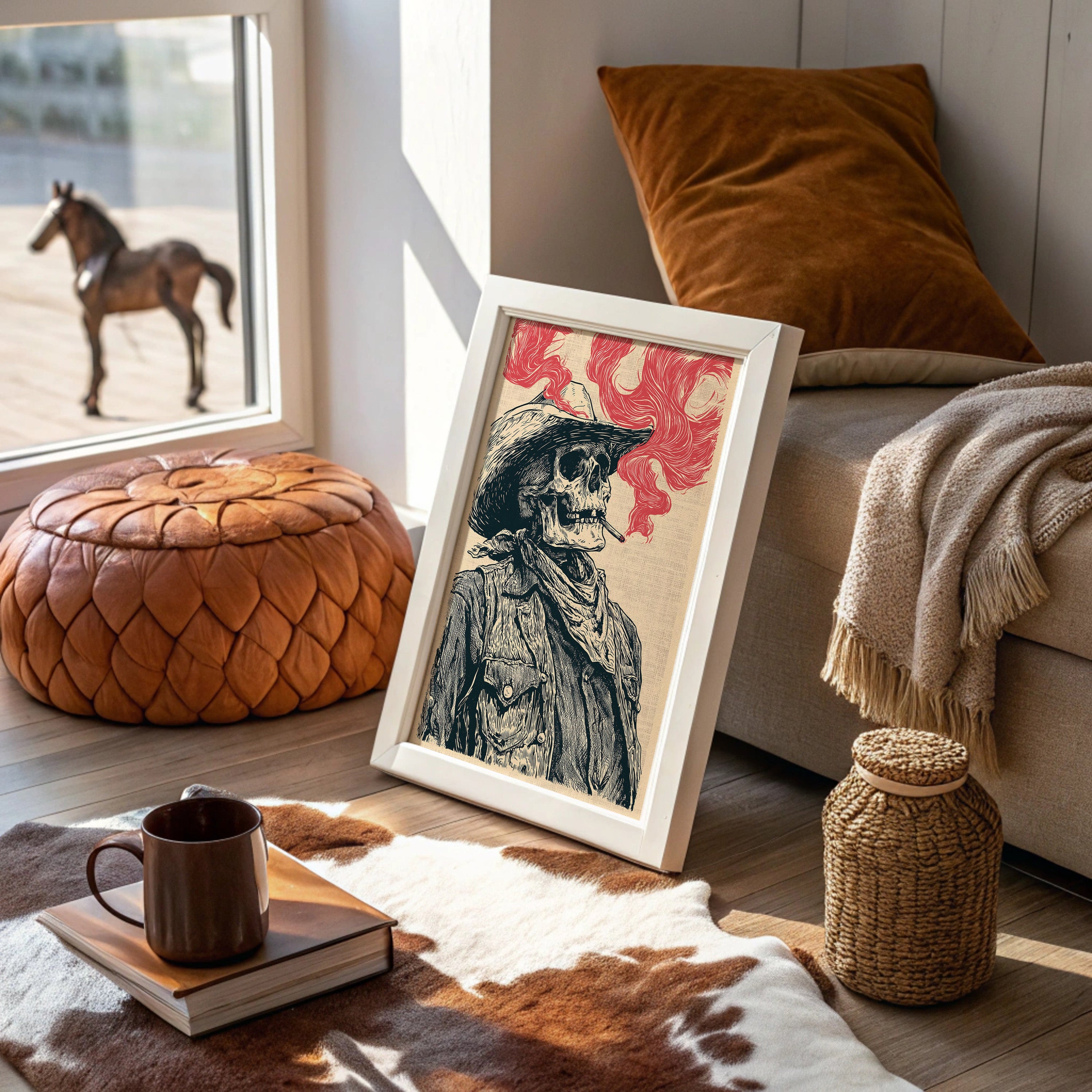 The Last Cowboy — Profile Skeleton Engraving Print