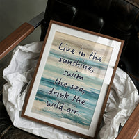 Live in the Sunshine — Coastal Abstract Quote Print