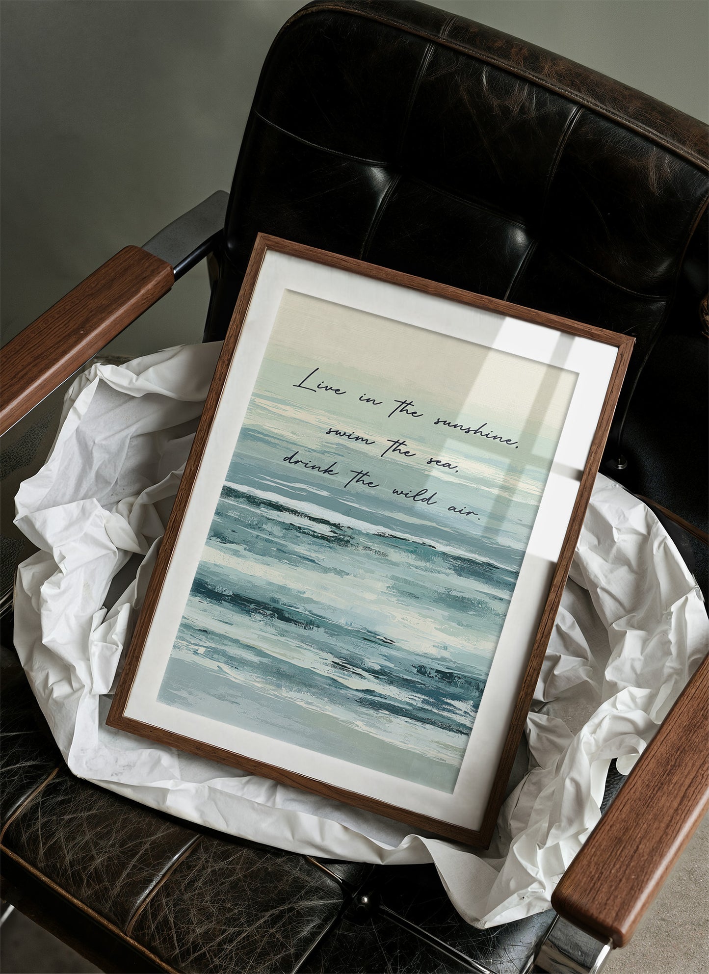 Live in the Sunshine — Seafoam Abstract Quote Print