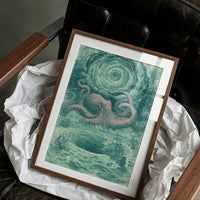 The Kraken and the Fleet — Pink and Teal Maritime Horror Print
