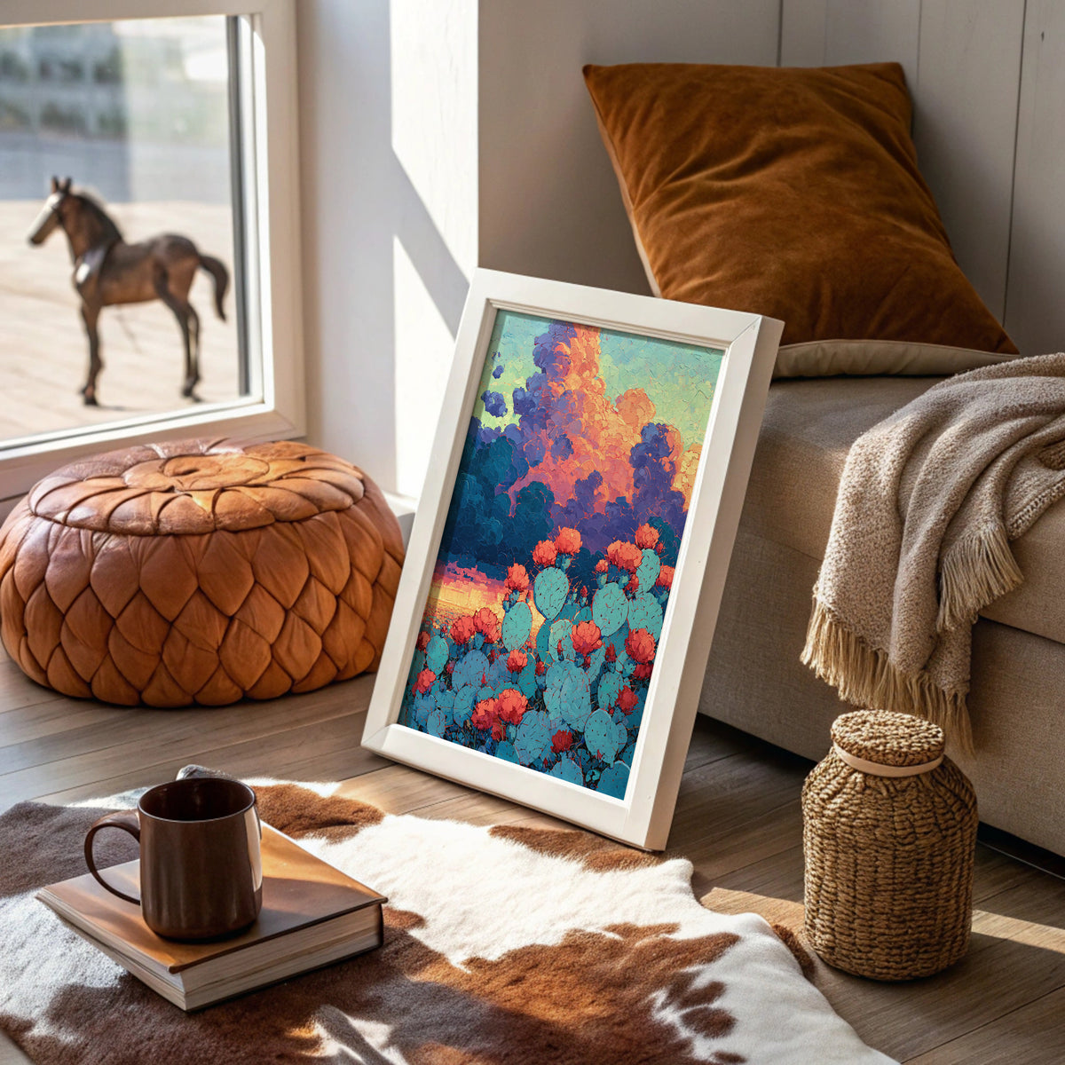 Prickly Pear Sunset in Turquoise and Coral