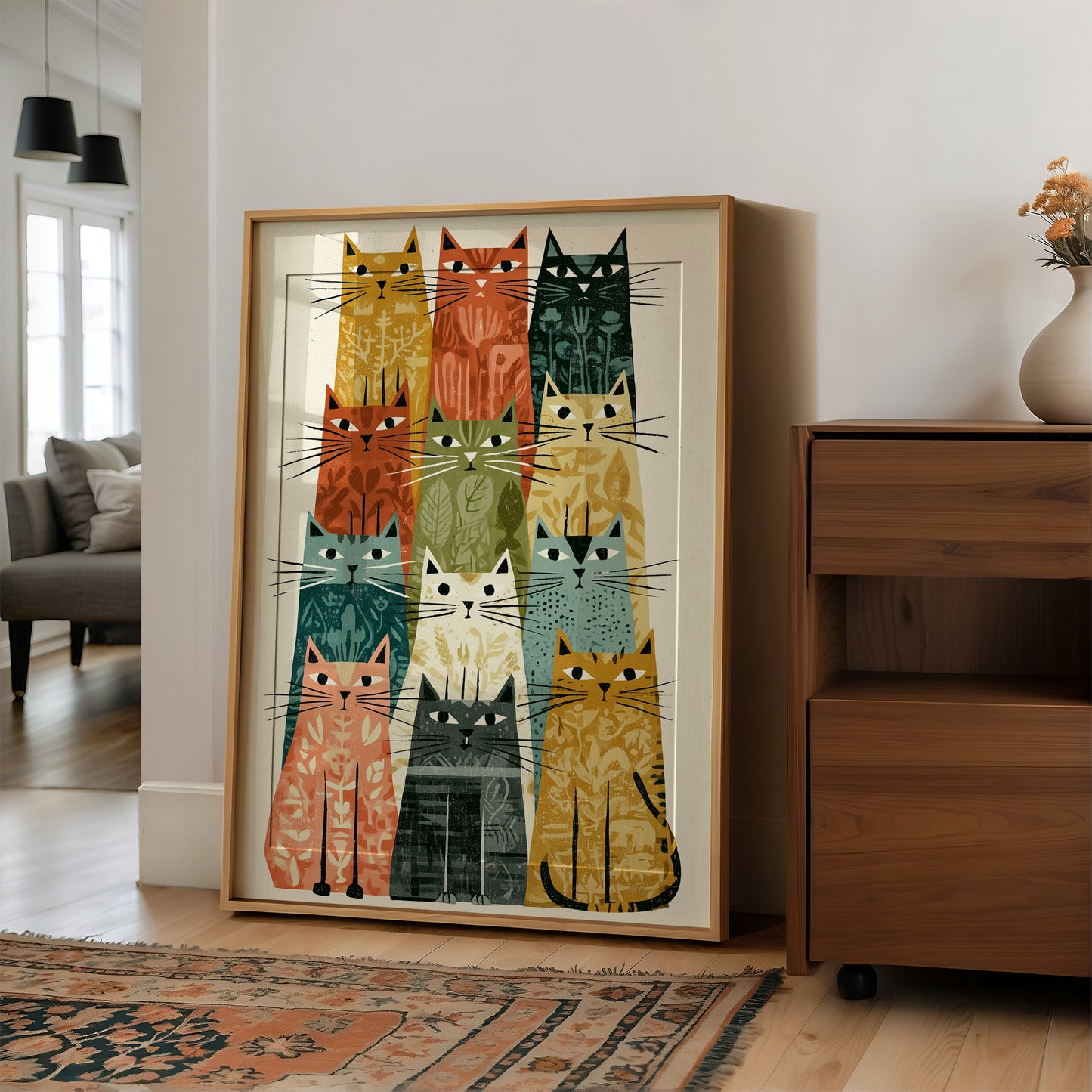 Cat Stack: A Mid-Century Feline Chorus