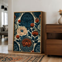 Indigo Garden: A Vintage Floral Tapestry