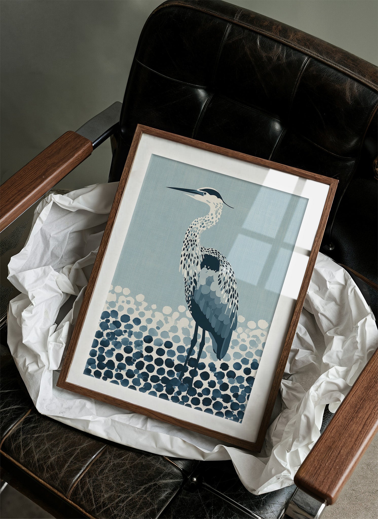 Heron in the Dappled Blue