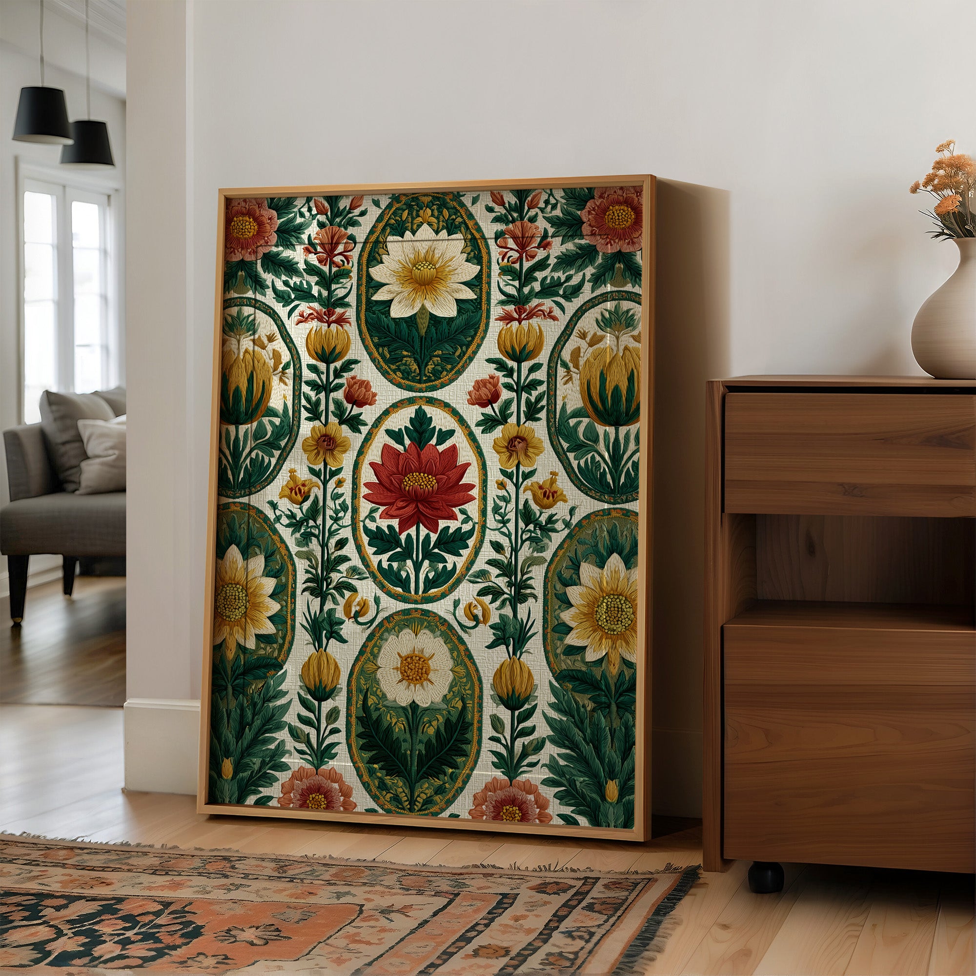 Cameo Blooms on Linen Field