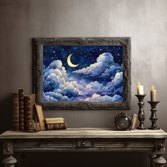 Crescent Moon Above the Clouds