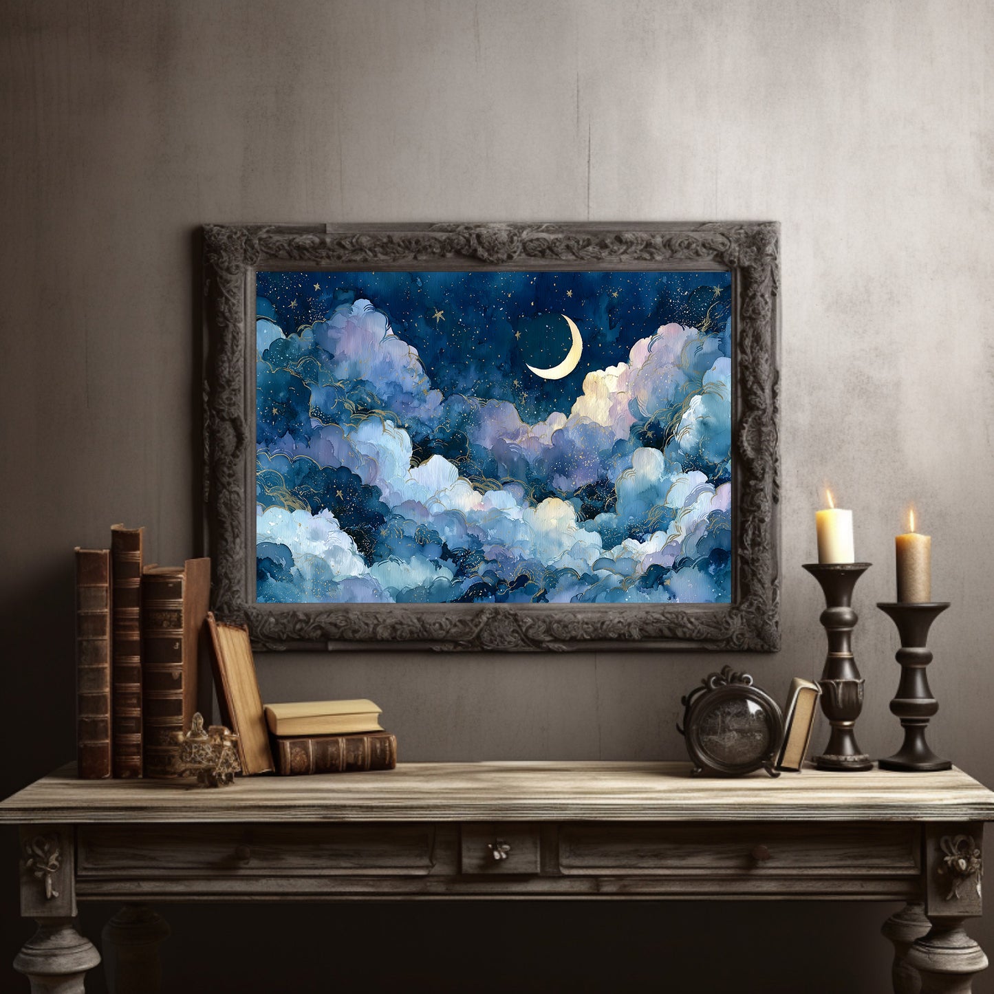 Gold-Lined Clouds and Crescent Light