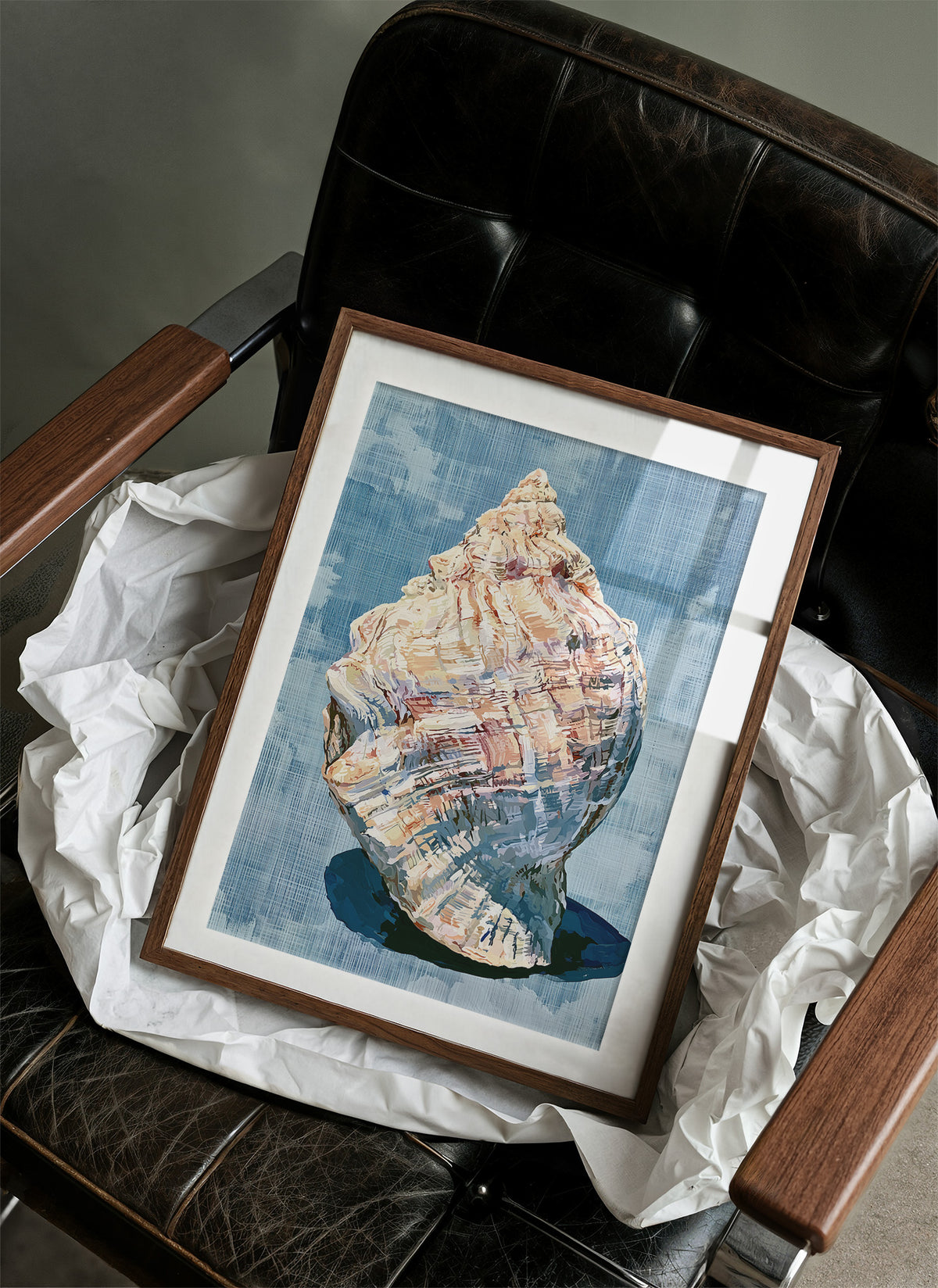 Weathered Conch, Woven Blue