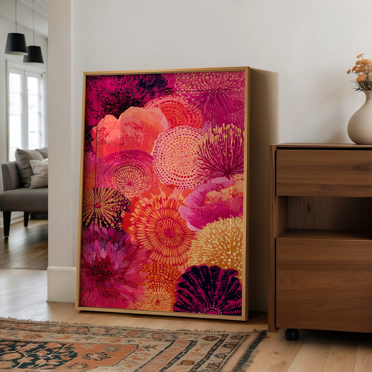 Dahlia Burst in Fuchsia and Fire