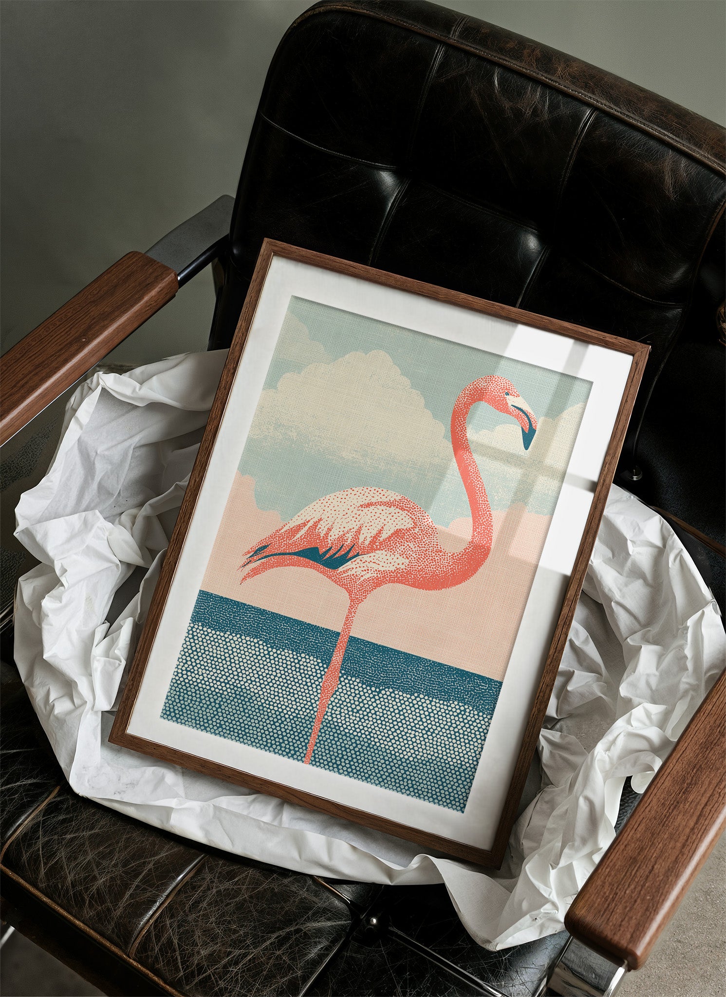 Flamingo Against Cotton Candy Clouds