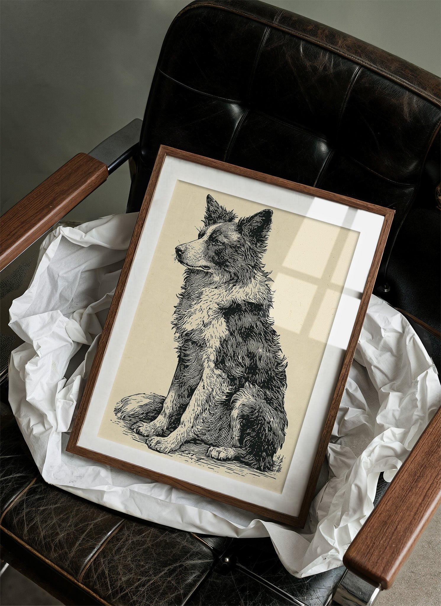 Border Watch: Bold Woodcut Collie