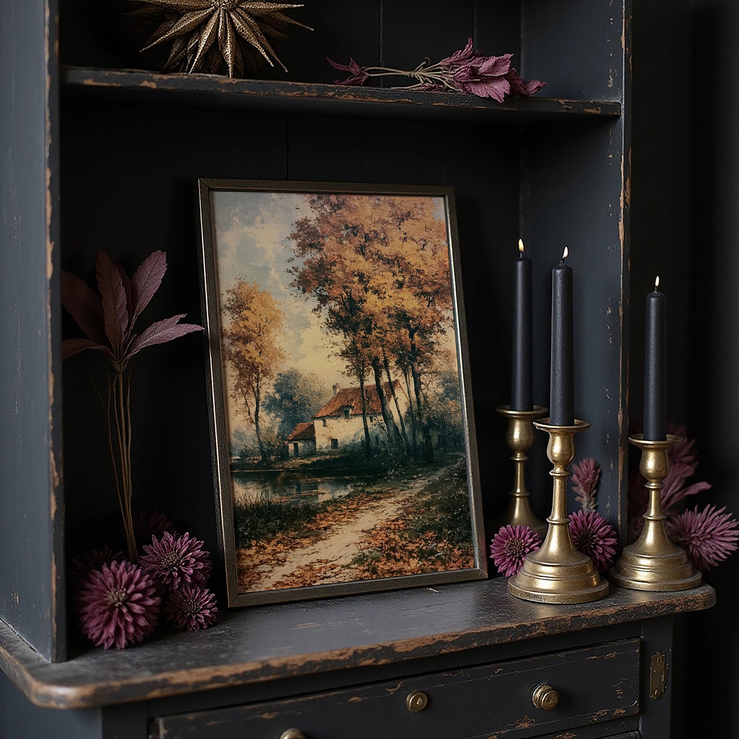 Autumn Cottage by the Water's Edge