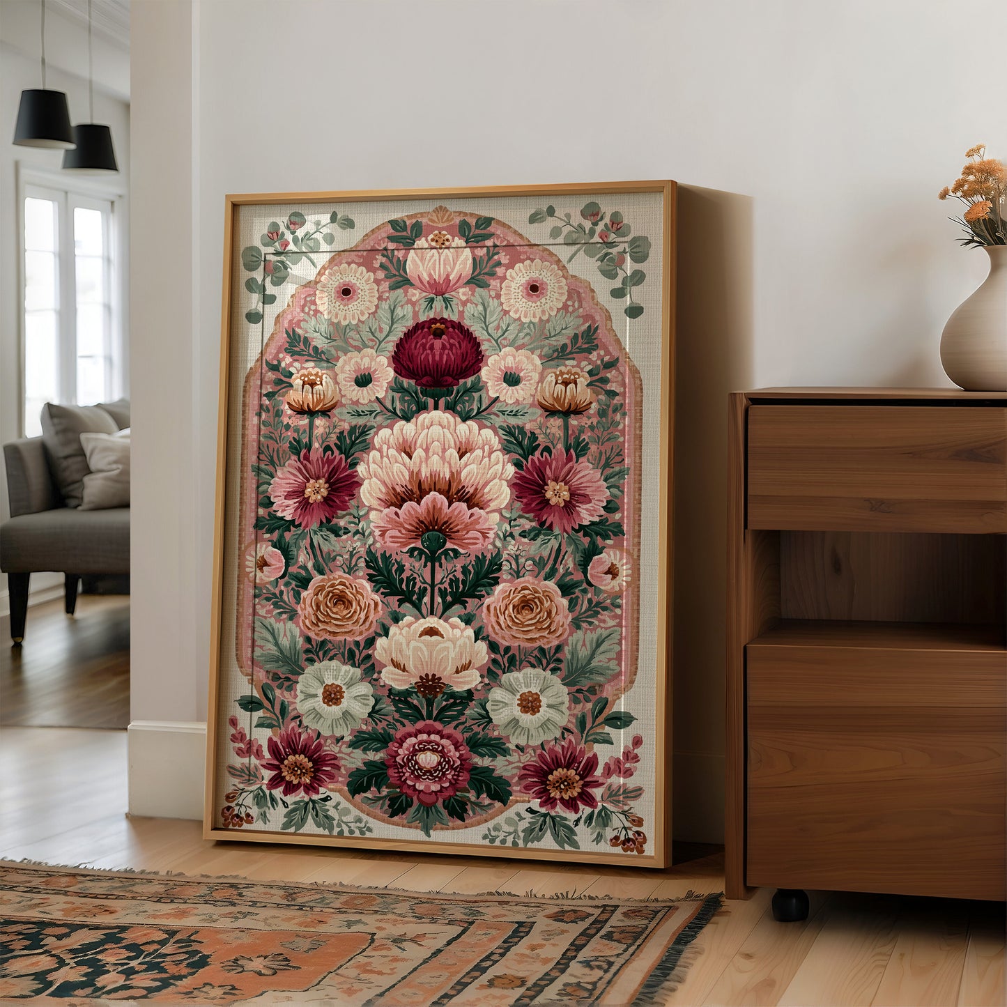 Blush Bouquet: A Grand Floral Medallion