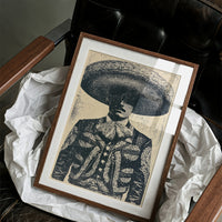 The Charro's Silhouette: Vintage Screen Print