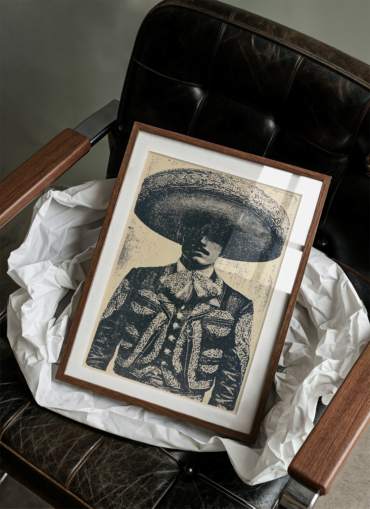 The Charro's Silhouette: Vintage Screen Print