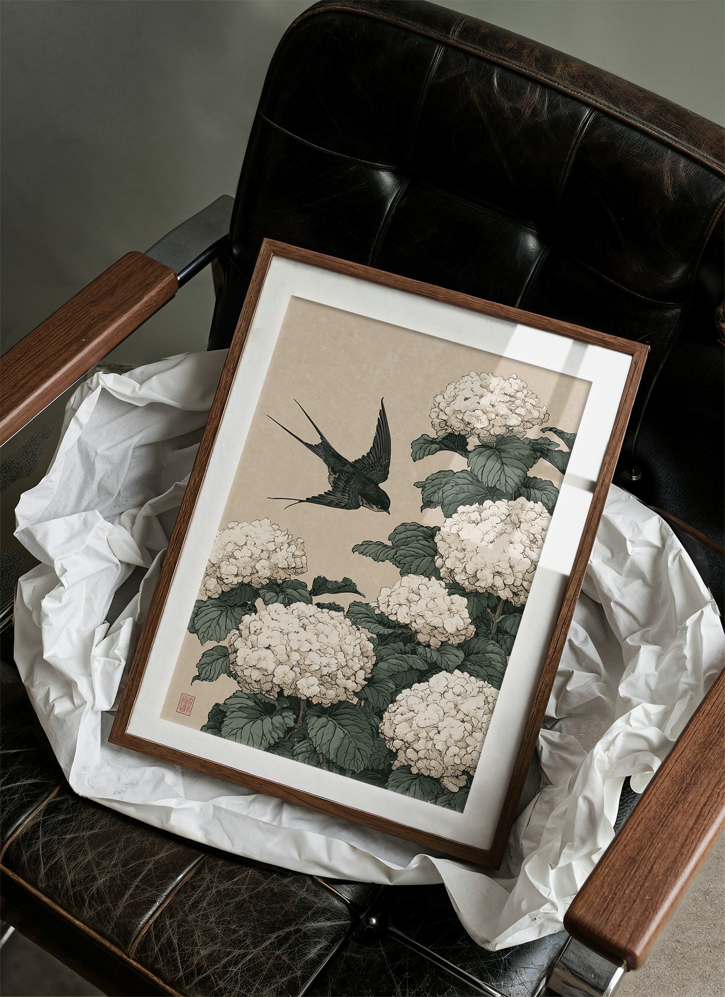 Swallow's Descent Among Snowball Blooms