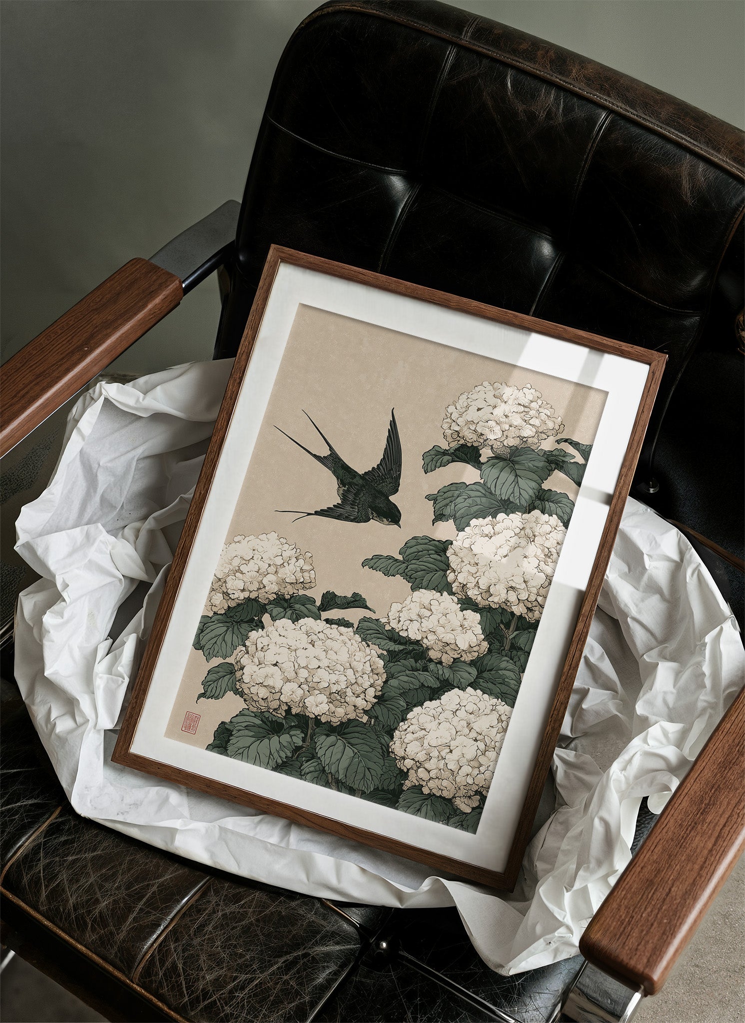 Swallow's Descent Among Snowball Blooms