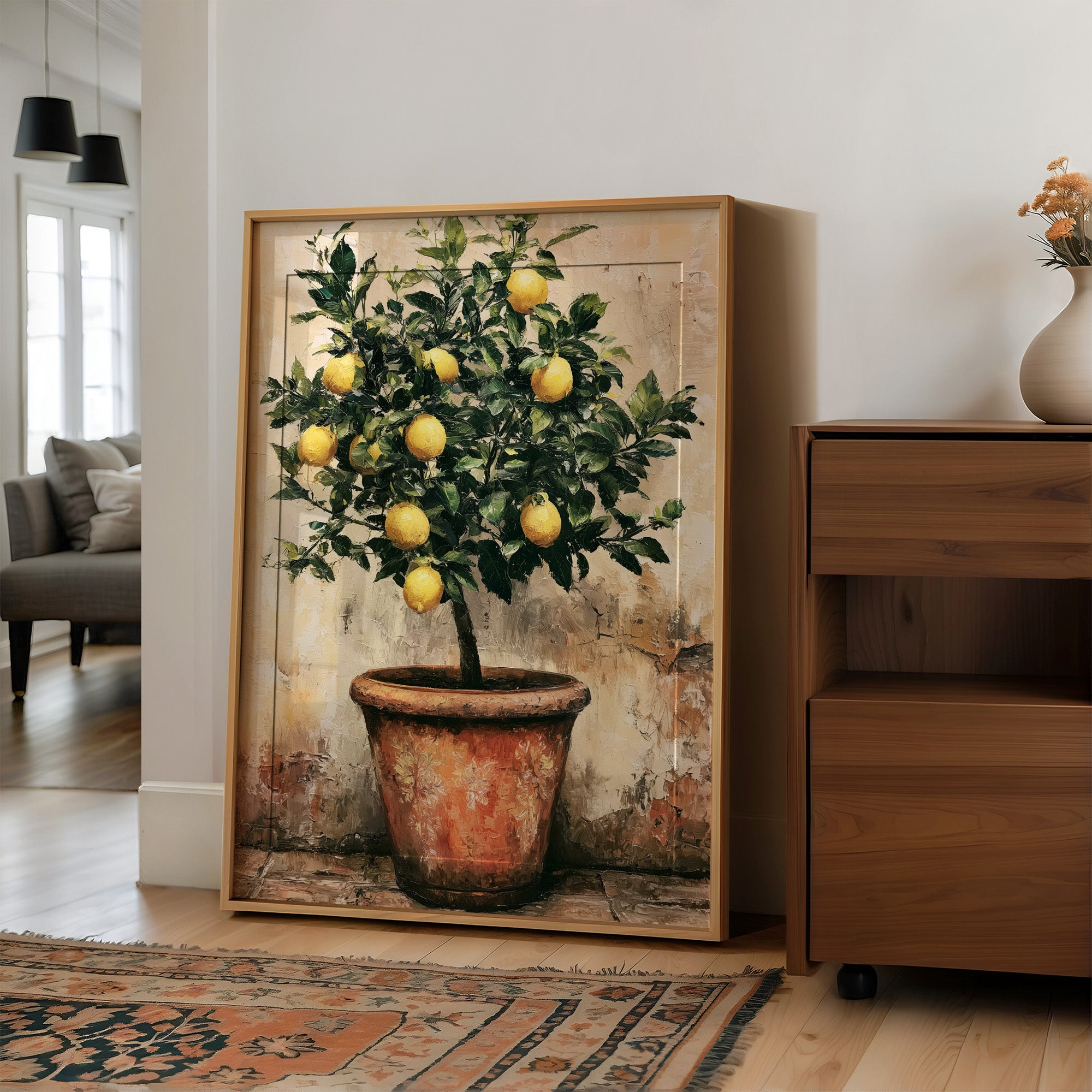 Potted Lemon Tree in Terracotta Light