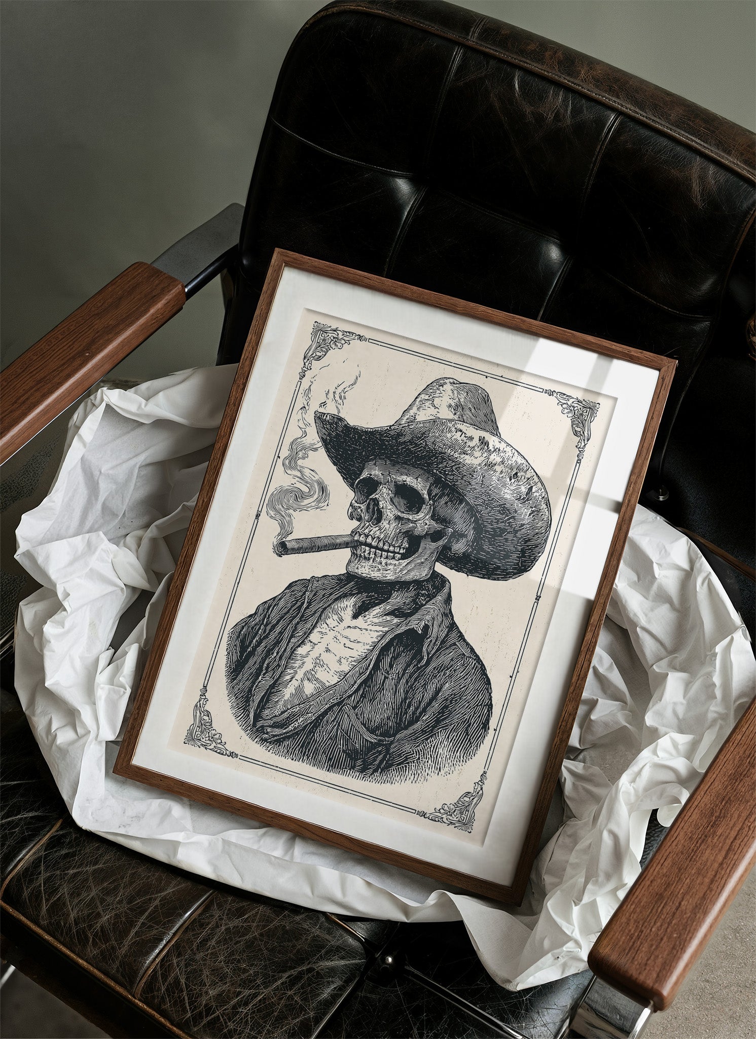 Cigar-Smoking Skeleton Cowboy