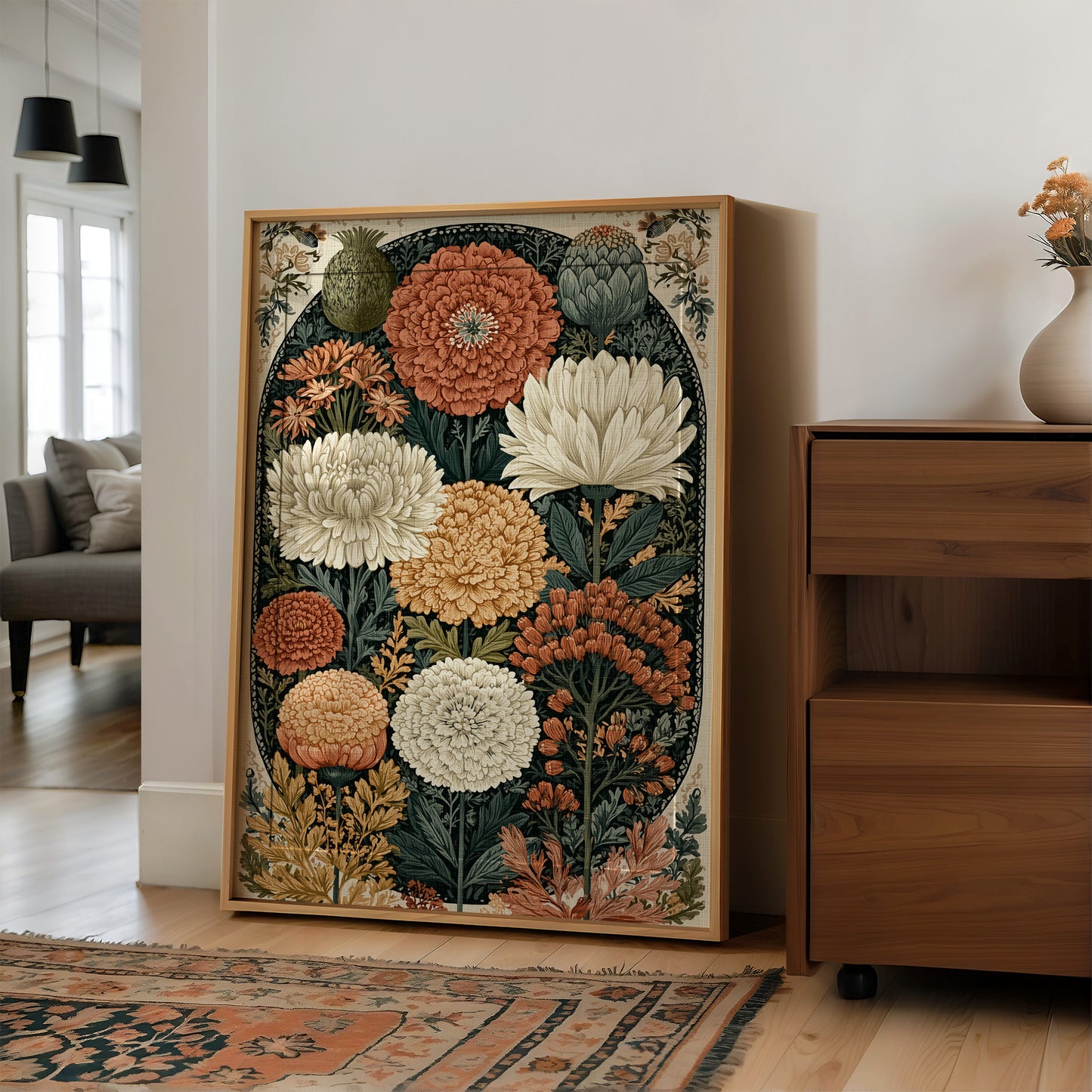 Chrysanthemum and Marigold Botanical Plate