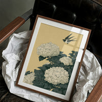 Swallow Over Golden Hydrangea