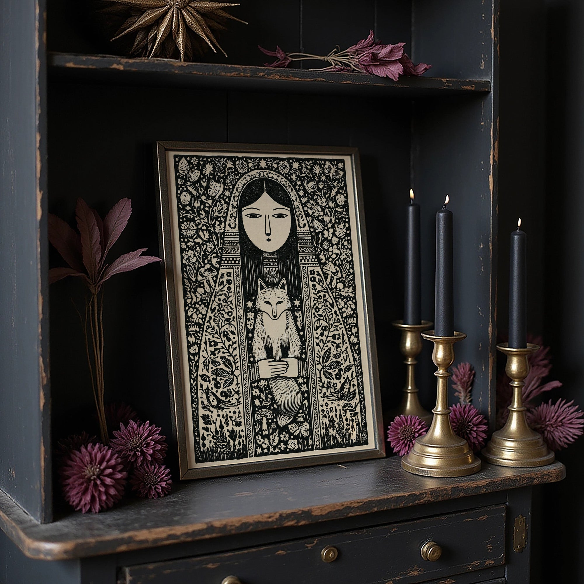 Keeper of the Fox: A Folklore Woodcut