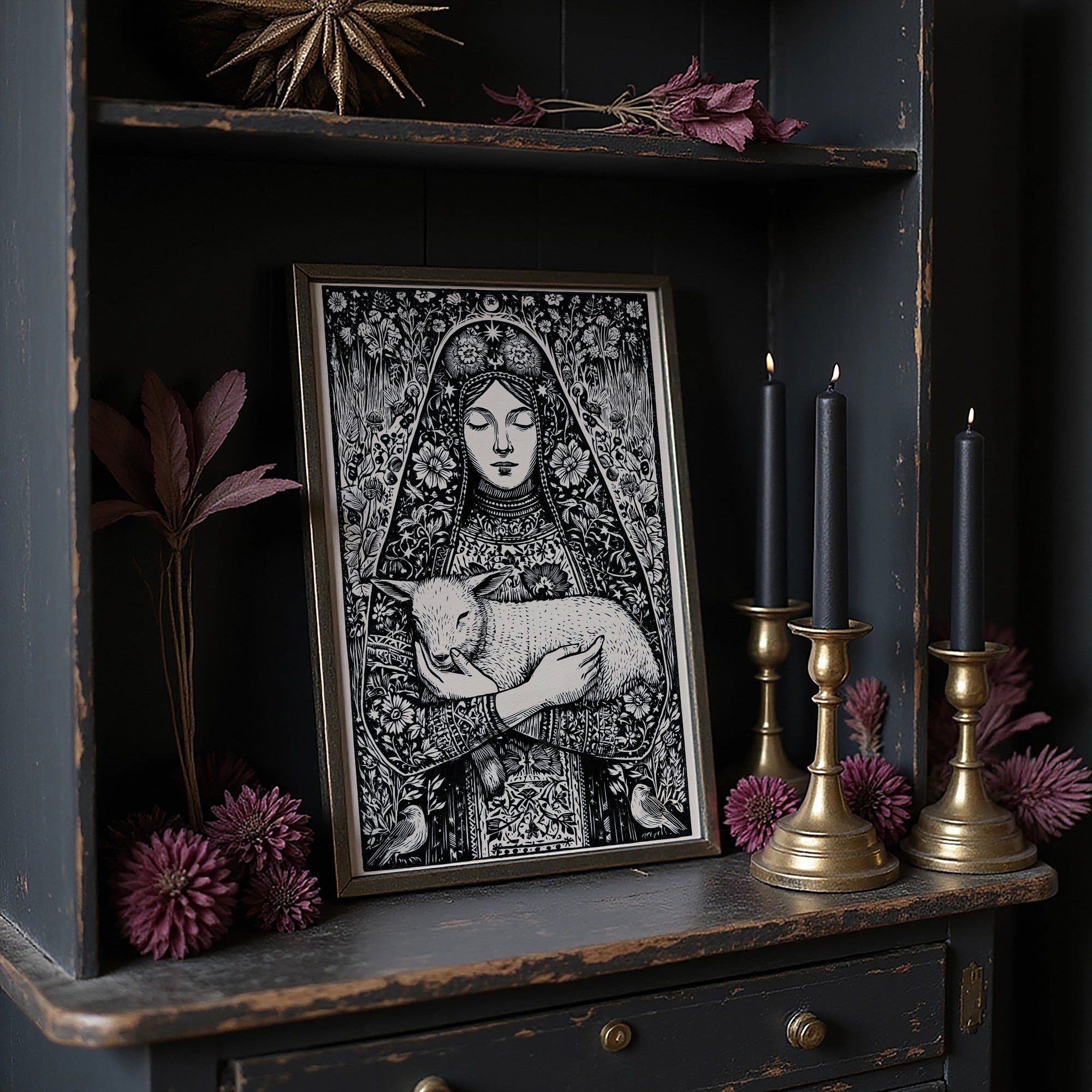 Madonna and Lamb: A Woodcut Devotion