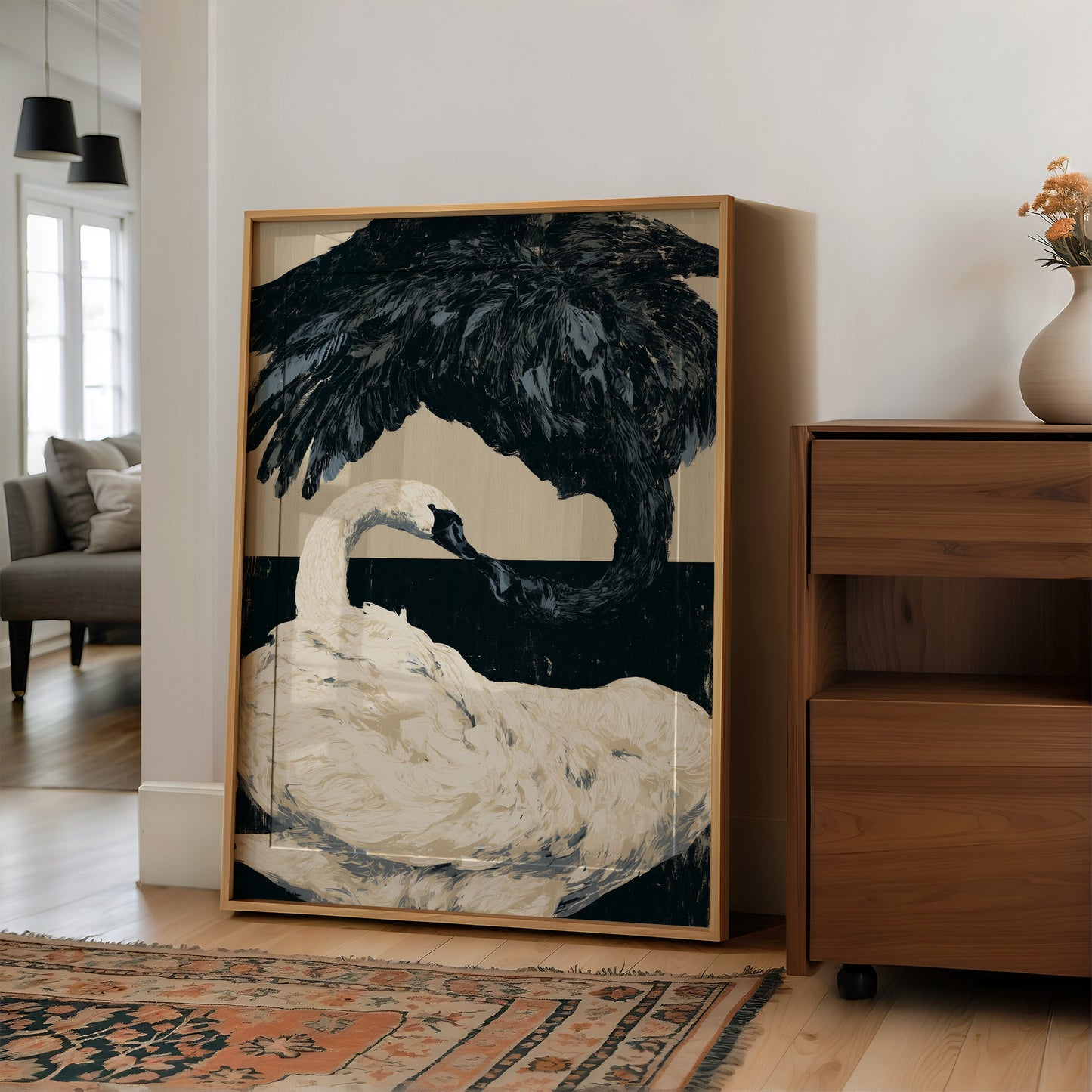 Black-Necked Swan on the Waterline